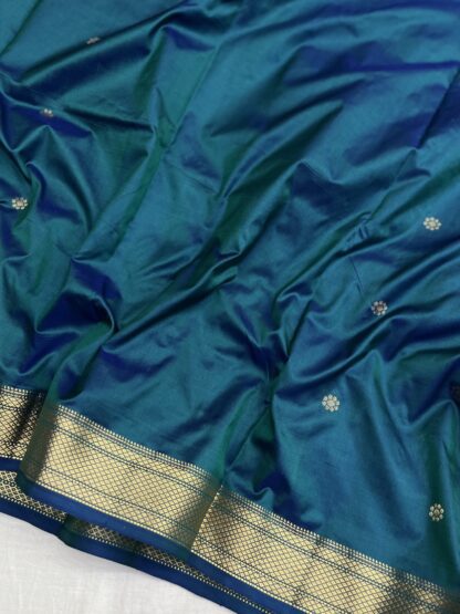 Teal Blue Rajmata Paithani Pure Silk Saree