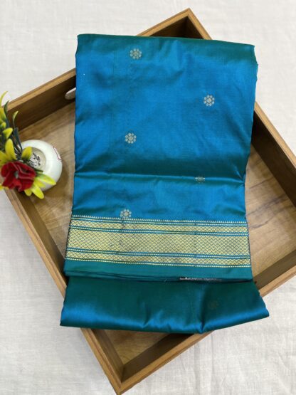Peacock Teal Rajmata Paithani Pure Silk Saree