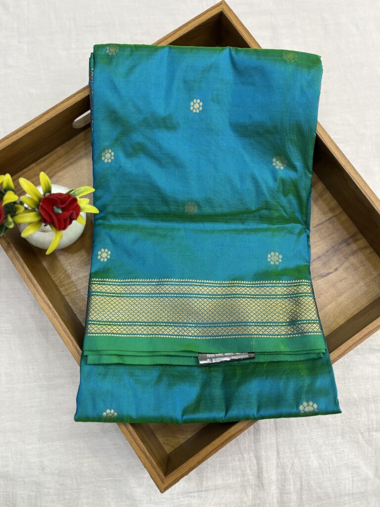 Sky Green Rajmata Paithani Pure Silk Saree