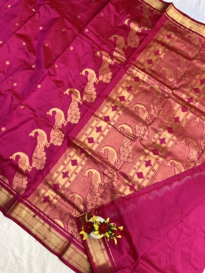 Rani Pink Rajmata Paithani Pure Silk Saree