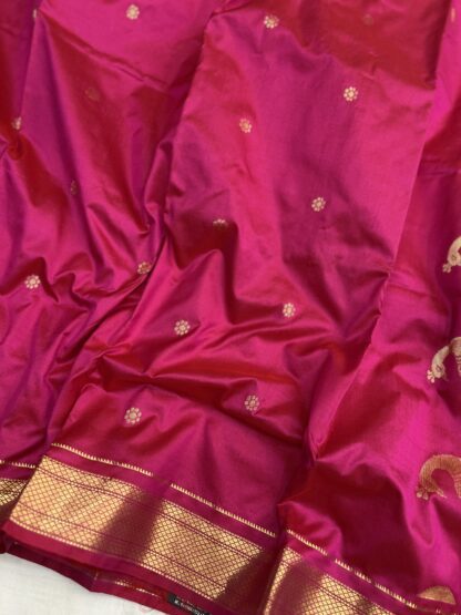 Rani Pink Rajmata Paithani Pure Silk Saree