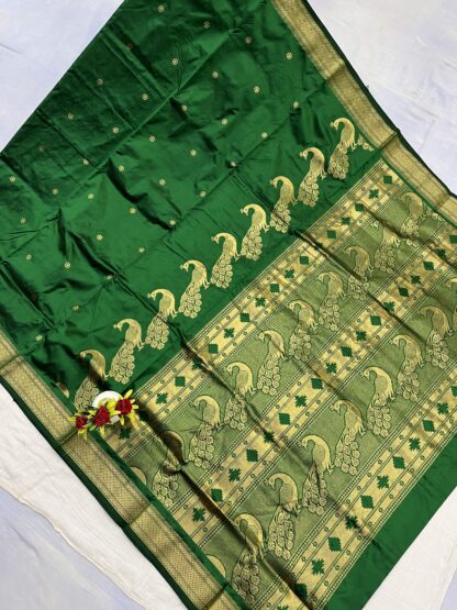 Green Rajmata Paithani Pure Silk Saree