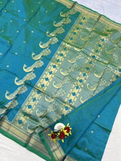 Sky Green Rajmata Paithani Pure Silk Saree