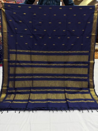 Navy Blue Gadwal Cotton Paithani Saree