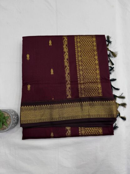 Maroon Gadwal Cotton Paithani Saree with Golden Zari Work